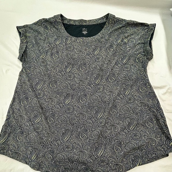 J. Jill Green and Blue Boxy Cap Sleeve Tee - Picture 1 of 5